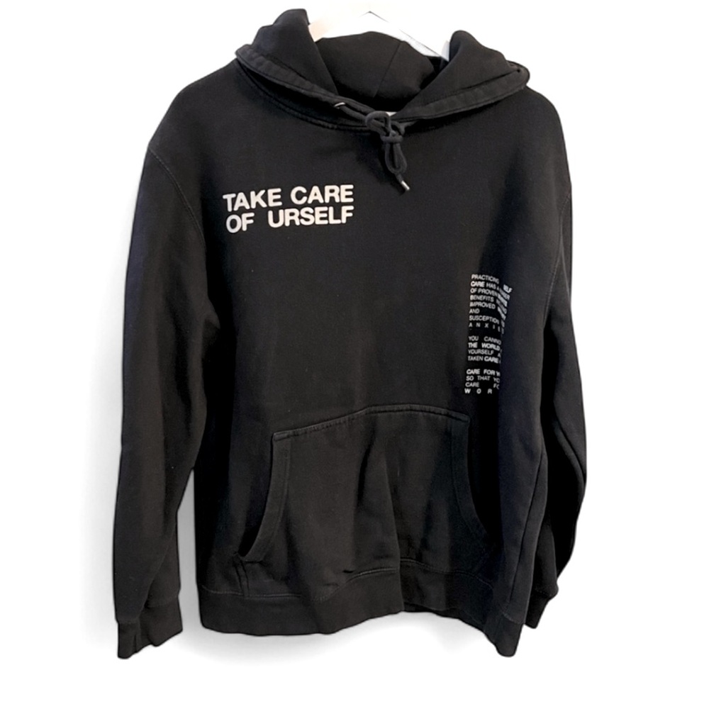 Fanjoy Unisex Black Hoodie Take Care of Itself, Size Large